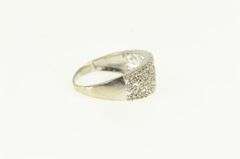 10K White Gold Diamond Encrusted Ornate Swirl Band Ring