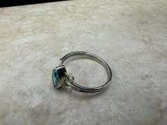 Sterling Silver Natural Gemstone Blue Topaz Ring Size 10