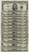 15 Collectible 1953 Series $5 Blue Seal Silver Certificate notes