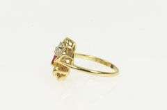 14K Yellow Gold 1930's Ruby Diamond Freeform Cluster Cocktail Ring