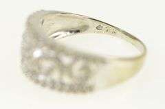 10K White Gold Diamond Encrusted Ornate Swirl Band Ring