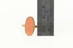 14K Yellow Gold Oval Carved Victorian Coral Cameo Vintage Ring