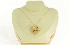 14K Yellow Gold Ruby Sapphire Children Heart Photo Locket Pendant