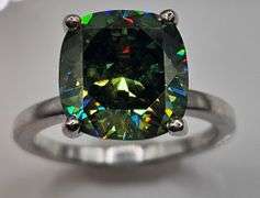 14 Kt White Gold Plate Sparkling Rare 5 Ct Emerald Green Fire Moissanite Ring