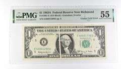PMG 55 AU $1 1963A FRN Richmond Fr#1901-E Gutter Fold Error