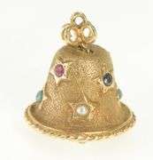 14K Yellow Gold 1960s 3D Articulated Star Wedding Bell Charm/Pendant