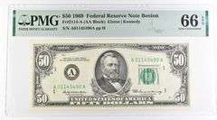 1969 $50 Boston MA US FRN Fr#2114-A 66 Gem Unc EPQ PMG