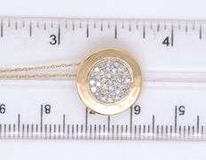 14kt Yellow gold 0.65ctw pave diamond disk pendant on chain necklace