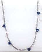 Blue Heart Shaped Cubic Zirconia w White Cubic Zirconia Necklace