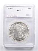 MS63 1921-D Morgan Silver Dollar SEGS