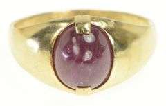 10K Yellow Gold 7.60 Ct Natural Ruby Cabochon 1960's Men's Ring