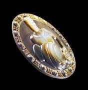 Pearlescent 35mm Aquarius carving in Mother of Pearl