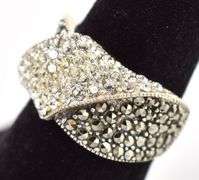 Pretty 925 CZ and Marcasite Gemstone Ring