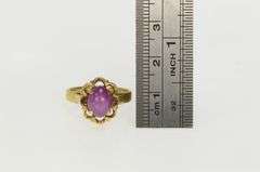 14K Yellow Gold 1960's Syn. Star Ruby Cabochon Vintage Ornate Ring