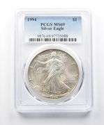 MS69 1994 American Silver Eagle PCGS Beautifully Toned Yellow Sheen