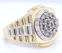 10kt Yellow gold approximate 0.35ctw diamond cluster Rolex style gent's ring