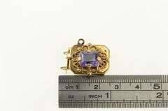 14K Yellow Gold Emerald Cut Amethyst Slide Bracelet Clasp