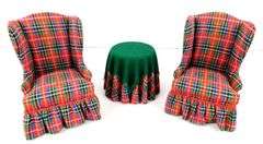 Signed d. Anne Ruff Tartan Doll House Furniture