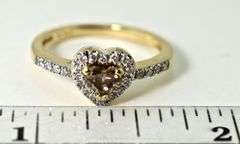 Darling 14K Heart-Shaped Champagne Diamond Halo Ring