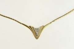 14K Yellow Gold Vintage Diamond Chevron Square Chain Necklace