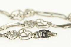 10K White Gold Heart Love Symbol Diamond Accent Vintage Bracelet