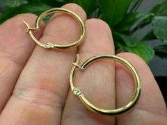 10k Yellow Gold 20mm Hinged Leverback Round 2mm Tube Hoop Earrings