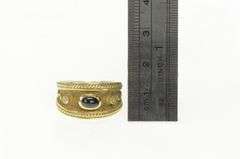 14K Yellow Gold Black Onyx Etruscan Revival Elaborate Vintage Ring