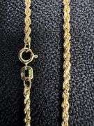 10k Yellow Gold-Hollow Round Rope Link Chain 1.9mm Necklace 18"