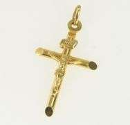 14K Yellow Gold Cross Crucifix Christian Faith Symbol Charm/Pendant
