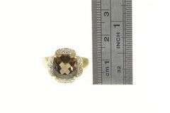 14K Yellow Gold Cushion Smoky Quartz Scalloped Statement Ring