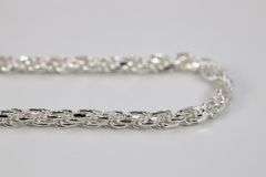 Sterling Silver Diamond-Cut Rope Chain 3mm Solid 925 Italy New Bracelet 9"