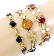 3 Vintage Gold-Filled Gemstone Bracelets