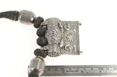 Sterling Silver Floral Bird Tibetan Medallion Rope Necklace