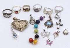 Group lot of vintage 925 sterling silver mis jewelry