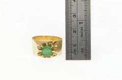 14K Yellow Gold Victorian 0.70 Ct Natural Emerald Wide Band Ring
