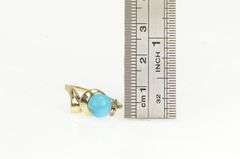 10K Yellow Gold Turquoise Diamond Accent Vintage Sphere Ring