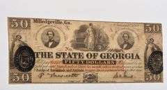 $50 State of Georgia Milledgeville Jan 15 1862 Note