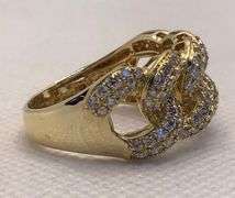 GORGEOUS 14K YELLOW GOLD CUBAN LINK MEN’S DIAMOND RING