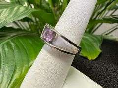 Sterling Silver Natural Gemstone Amethyst Ring Size 7