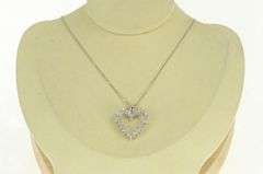 14K White Gold 0.78 Ctw Diamond Vintage Heart Love Pendant