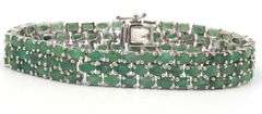 Vintage 925 sterling silver 3 row green cubic zirconia bracelet