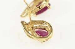 14K Yellow Gold Pear Ruby Diamond Accent Classic Vintage Earrings