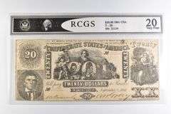RCGS VF 20 $20 1861 Confederate States Of America Note