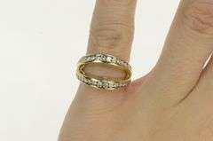 14K Yellow Gold 0.80 Ctw Diamond Split Band Statement Ring