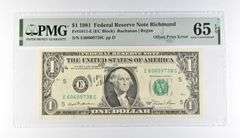 PMG 65 Gem Unc EPQ $1 1981 FRN Richmond Fr#1911-E Offset Print Error