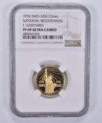 1976 SWO-52ID 23mm Nat'l Bicentennial F Gasparro Gold PF69 UCAM NGC