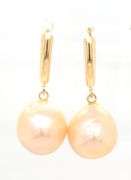 14kt Yellow gold 12mm Pearl drop earrings