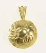 14K Yellow Gold Diamond Cut Soccer Ball Sports Charm/Pendant