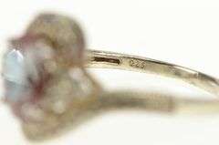 Sterling Silver Oval Syn. Alexandrite Diamond Bypass Ring