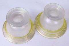 2 Steuben Style Verre De Soie Threaded Iridescent Salts
